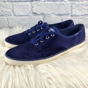 KEDS | Blue Velvet Patterned Sneakers Size 10